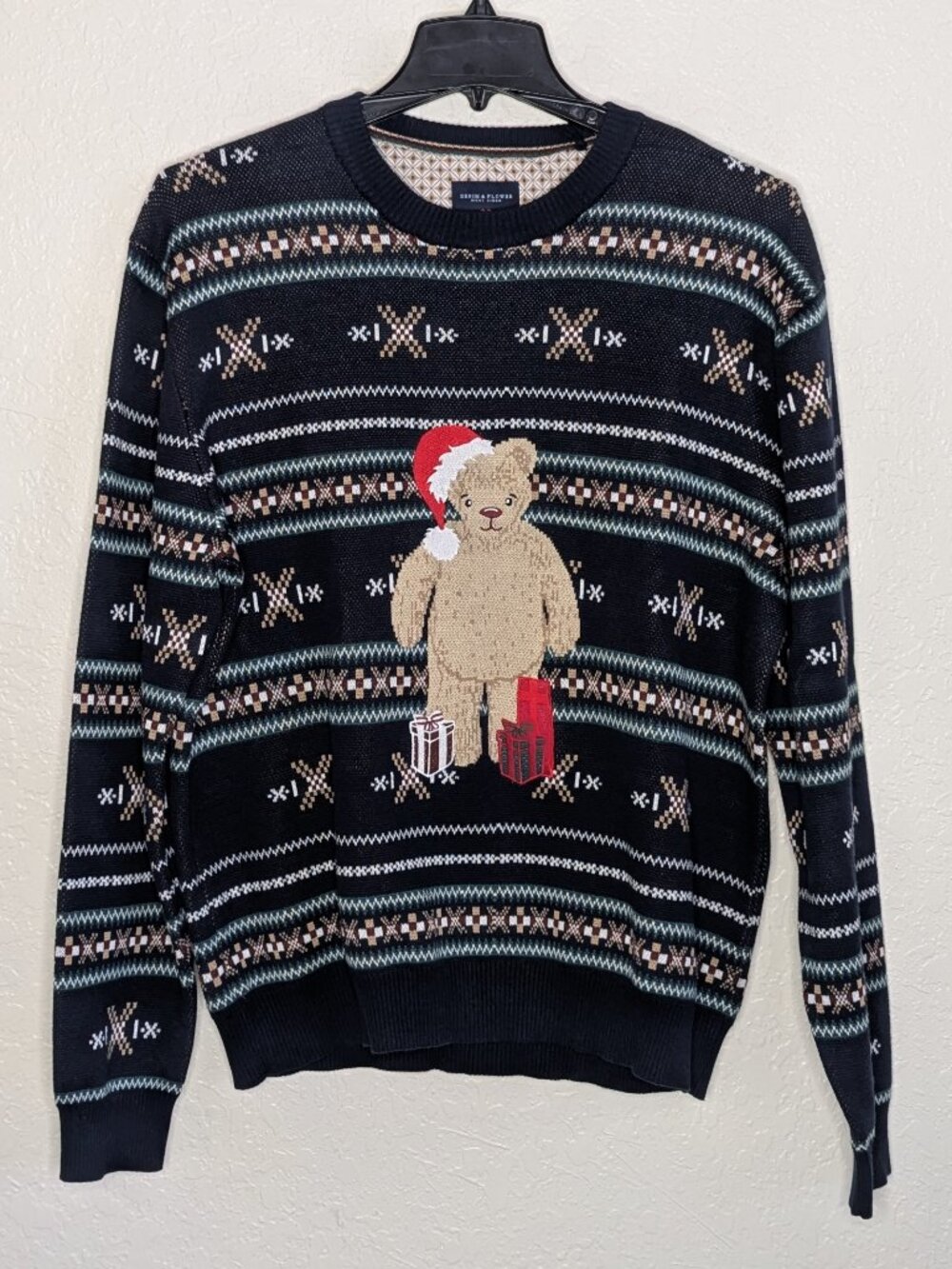 Denim & Flower* Men's Drop Shoulder Long Sleeve Crew Neck Pullover Sweater~ XXL